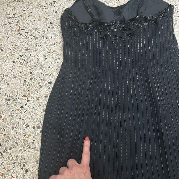 Lillie Rubin silk black beaded gown dress maxi dress 6 - Picture 10 of 10